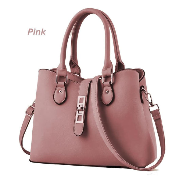 Womens' rexine plain hand bag PINK