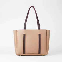 Girls PU Leather PlainTote Bag BIEGE