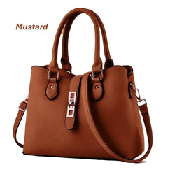 Womens' rexine plain hand bag  MUSTURD