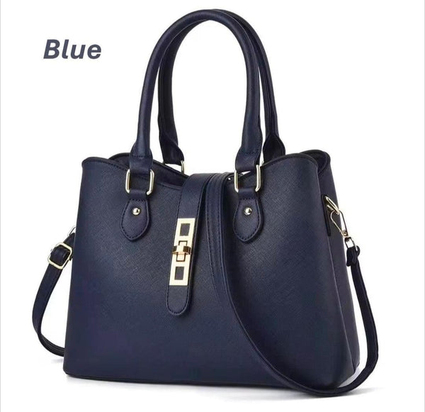 Womens' rexine plain hand bag BLUE