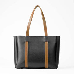 Girls PU Leather PlainTote Bag BLACK