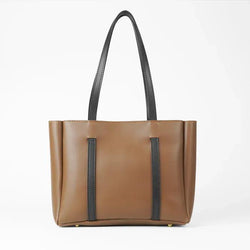 Girls PU Leather PlainTote Bag BROWN