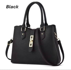 Womens' rexine plain hand bag BLACK