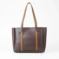 Girls PU Leather PlainTote Bag DARK BROWN